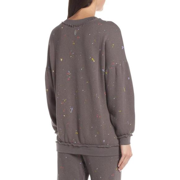 Free People Movement Make It Count Gray Splatter Printed Sweatshirt- Size Medium - Picture 2 of 9